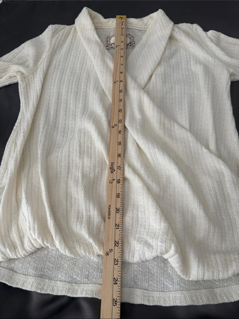 Maeve Cream Texture Surplice Faux Wrap Knit Long Sleeve Office Sweater SZ M - Picture 7 of 7